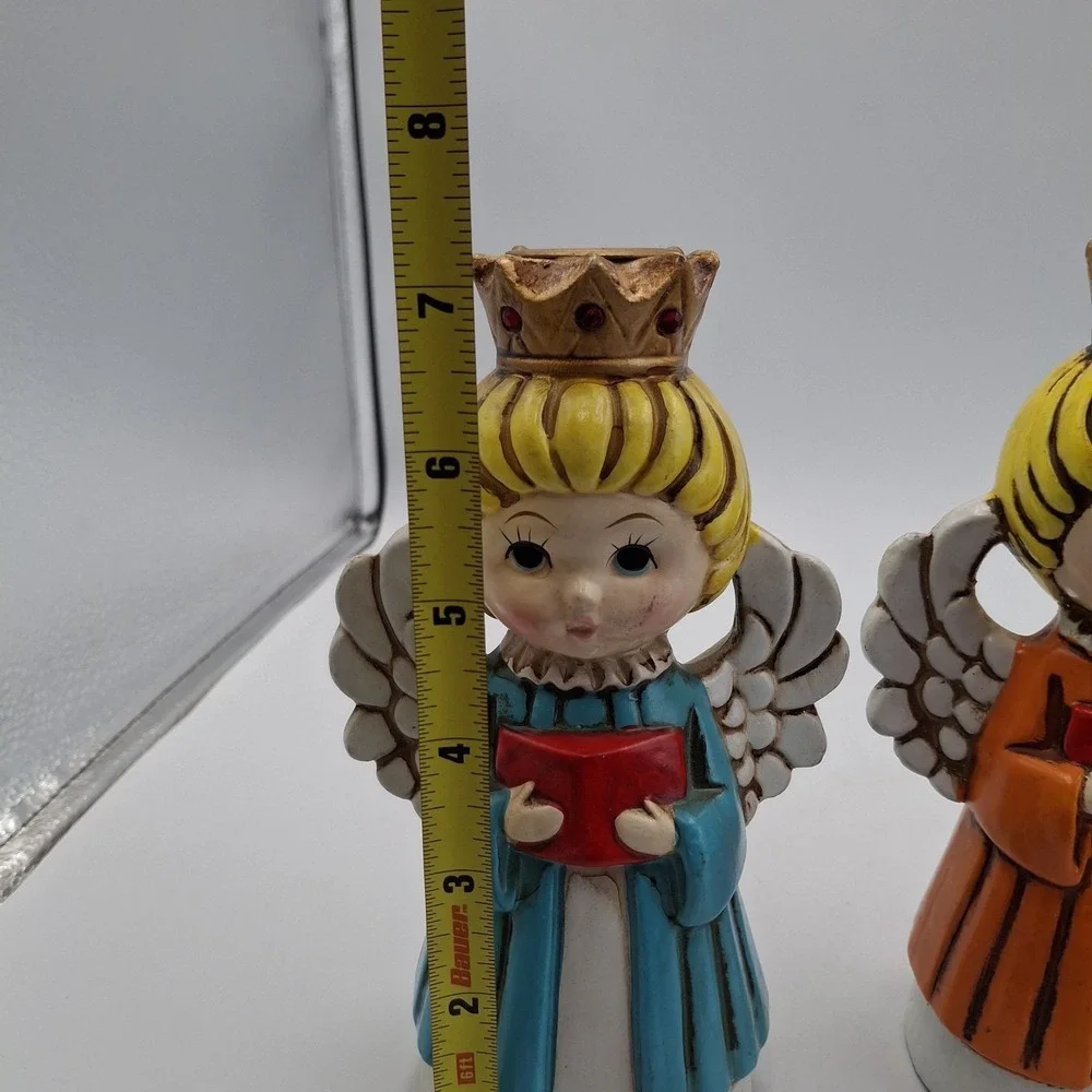 VTG Set of 3 Christmas Homco Choir Carolers Angels Candle Holders Christmas